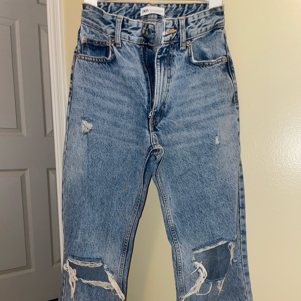 Zara High Waisted Straight Leg Jeans